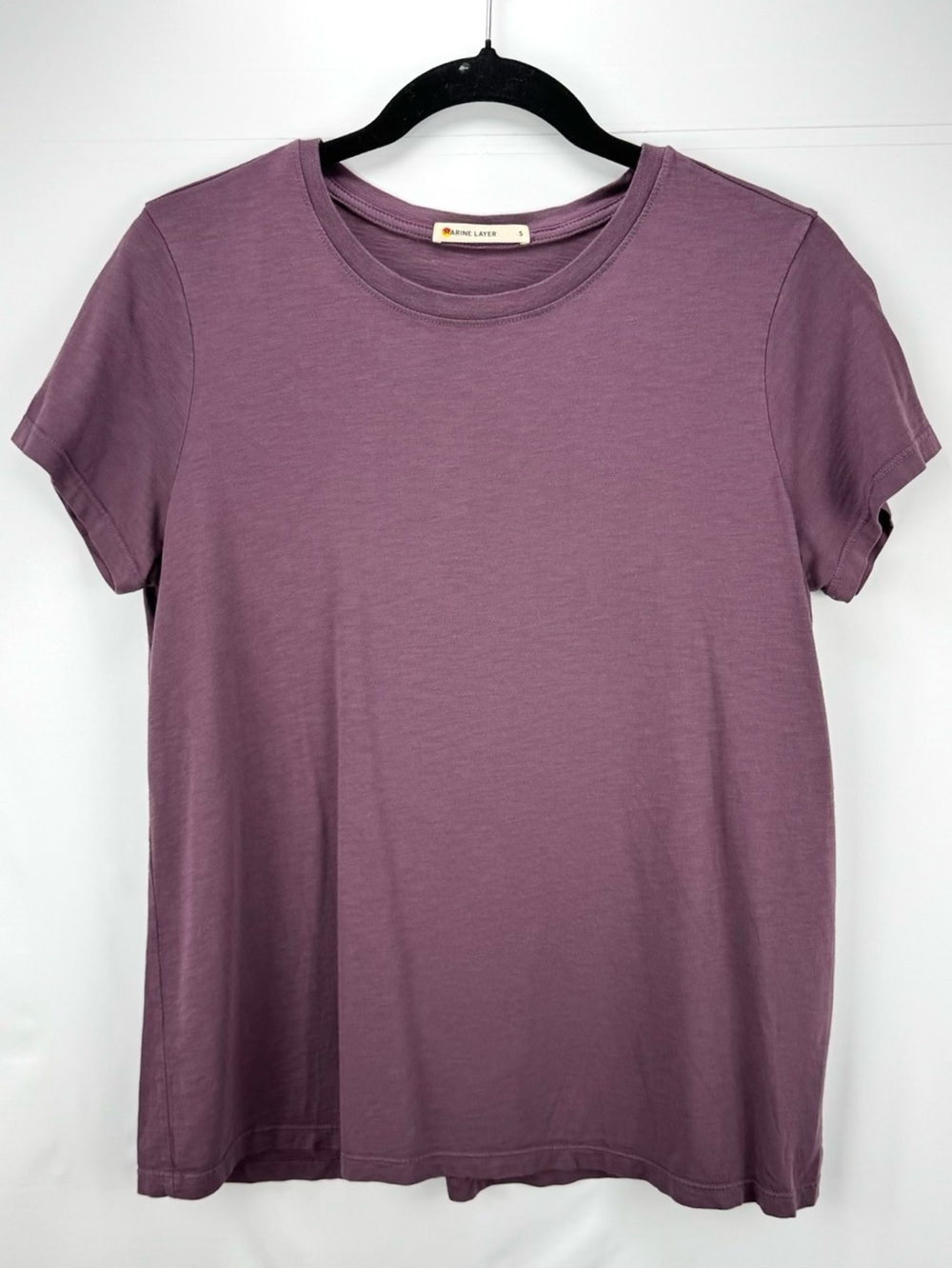 Marine Layer Swing Short Sleeve Crew Tee in Eggplant Purple